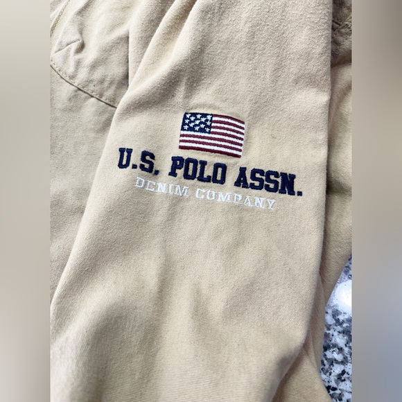 US Polo Assn kids Button Beige Bomber Button Up Jacket. Size: 7x Part Corduroy - Picture 10 of 14